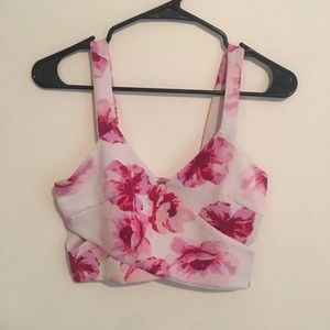 Pink and white flora crop top